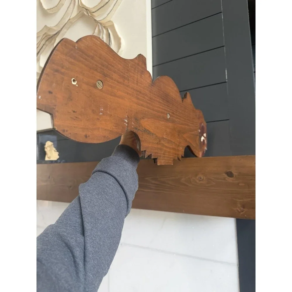 VTG Carved Wood Duck Head Coat Hat Rack 3 Hooks Hunting Lodge Farm Folk Art